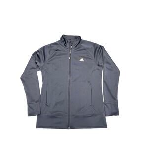 Adidas Climalite Full Zip Jacket Womens L Large Blue W/ White Triple Stripe